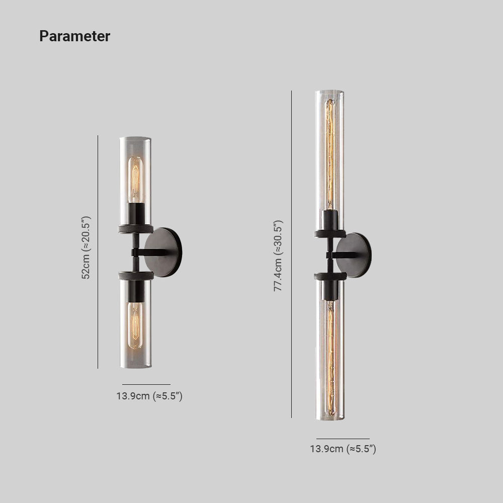 Arisha moderni sylinterimäinen metallinen LED-seinävalaisin, musta/kupari