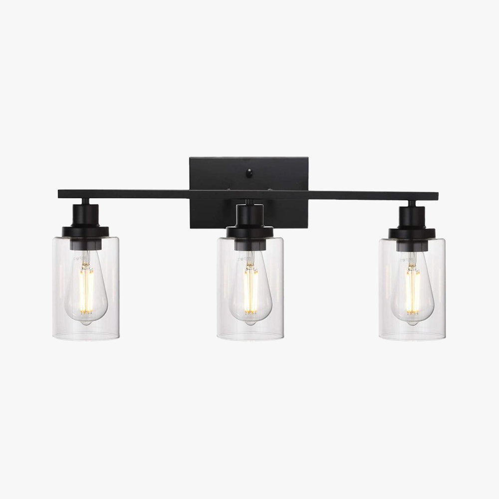 Candeeiro de parede Alessio industrial, em metal/vidro, preto, para casa de banho, espelho