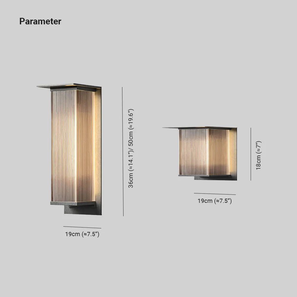 Ray-moderni suorakulmainen metallinen ulkoseinävalaisin, musta