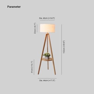 Ozawa Golvlampa Triangel Vintage, Trä/Tyg, Beige, Vardagsrum