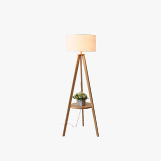 Ozawa Golvlampa Triangel Vintage, Trä/Tyg, Beige, Vardagsrum