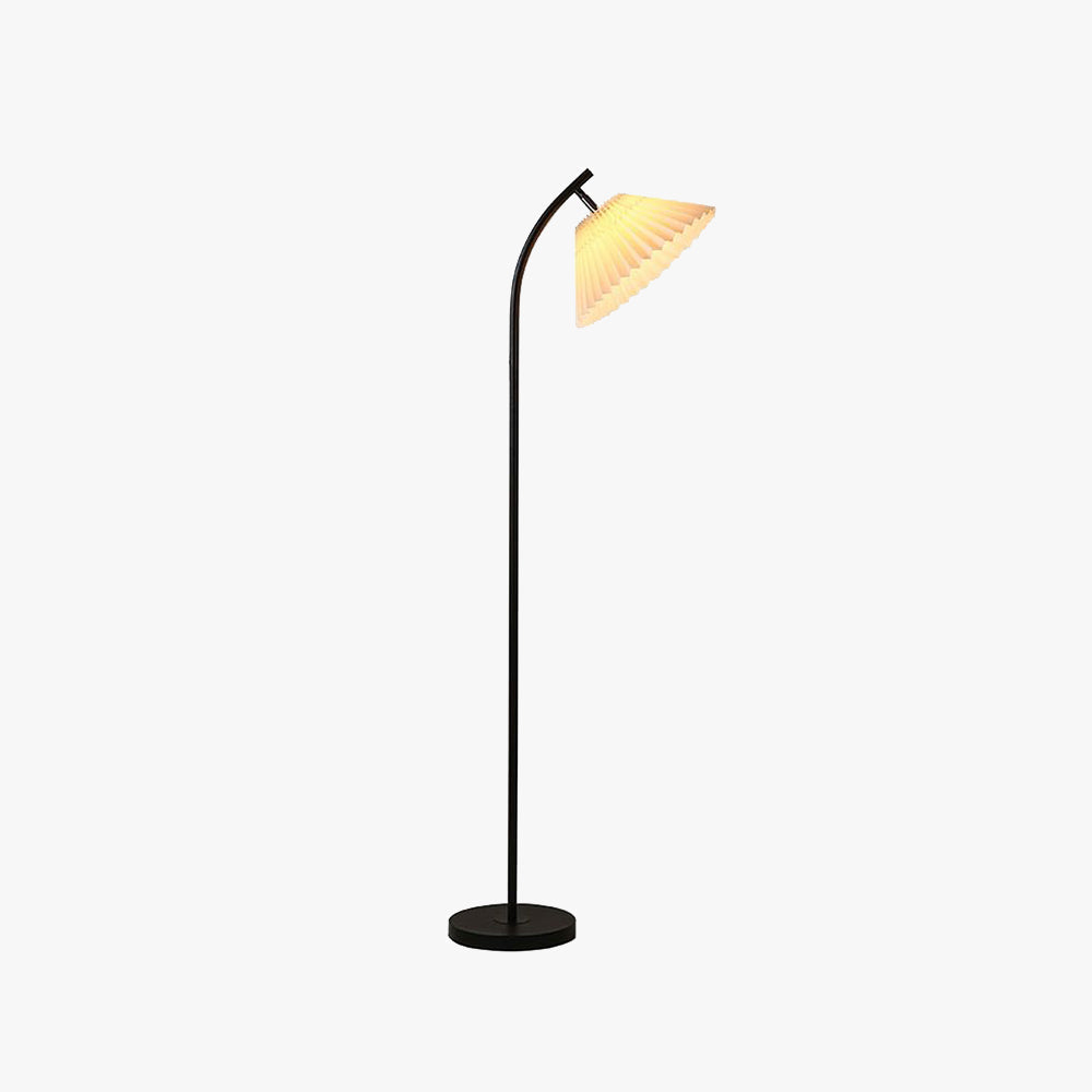 Ozawa moderne buet gulvlampe med plisseret metalskærm i stof, 3 farver