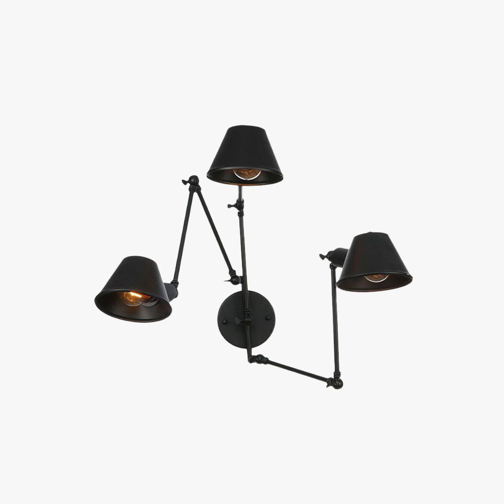 Epoch vintage justerbar vägglampa i metall, svart/rost, sovrum