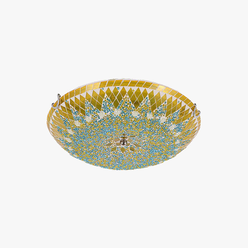 Tiffany moderni välimerentyylinen lasinen kattovalaisin, sininen/keltainen/valkoinen