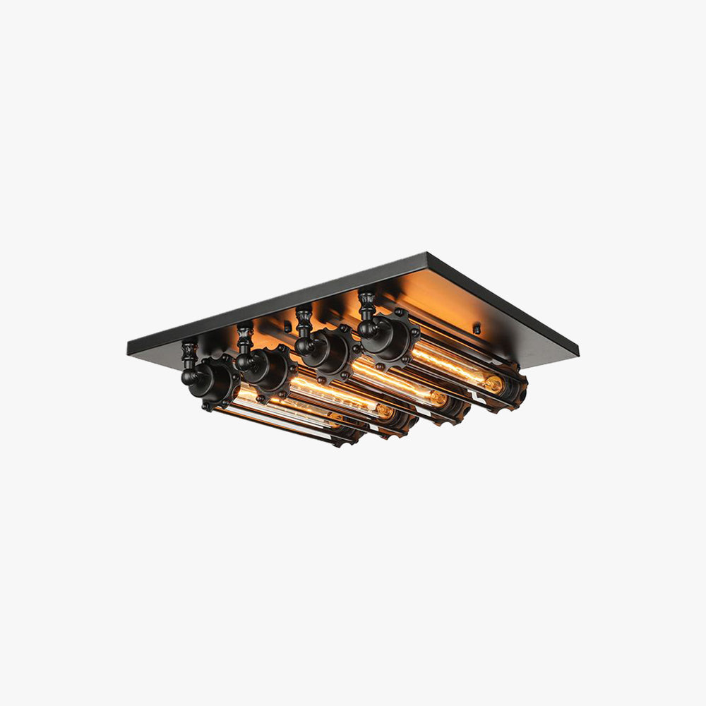 Austin vintage rørformet loftslampe i metal til direkte montering, sort, stue