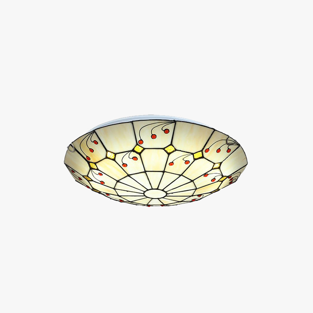 Tiffany rustik planforsænket loftslampe i glas, hvid, køkken