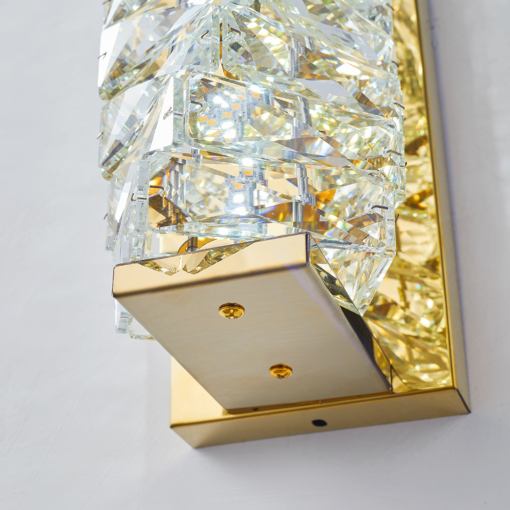 Kristy modern rektangulär LED-vägglampa i metall och kristall för sminkbord