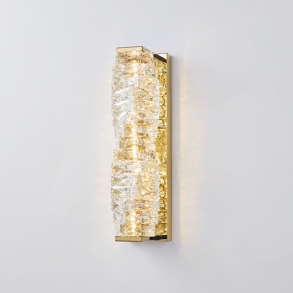 Kristy modern rektangulär LED-vägglampa i metall och kristall för sminkbord