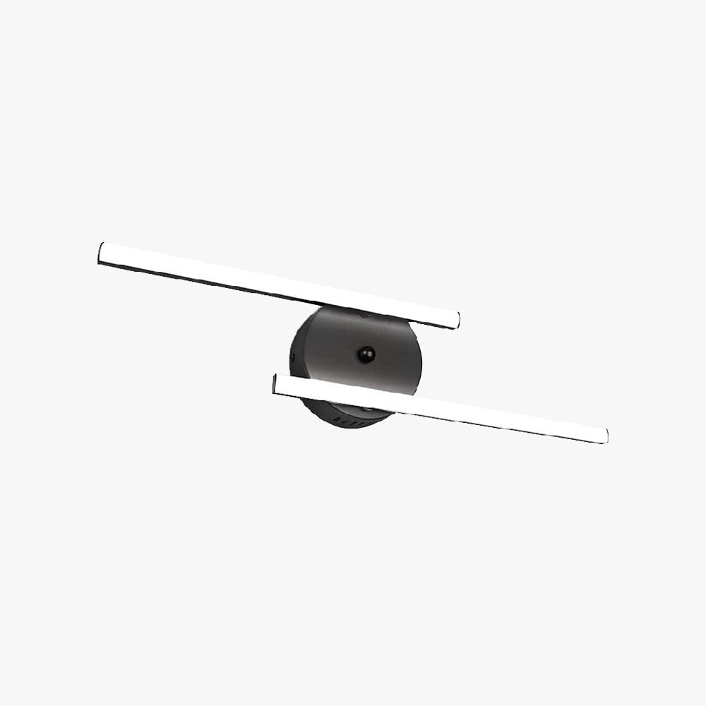 Arisha modern dubbellinjär LED-vägglampa för sminkspegel, svart/silver