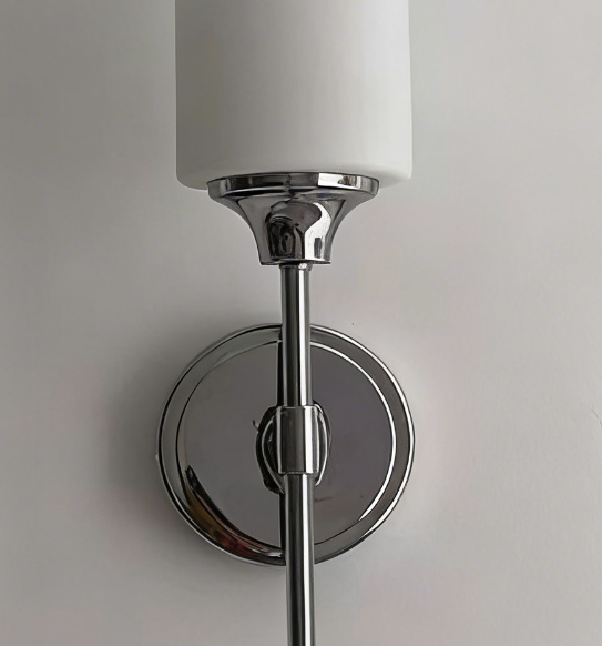 Tiffany nordisk minimalistisk vägglampa för sminkbord i metall och glas, svart/silver