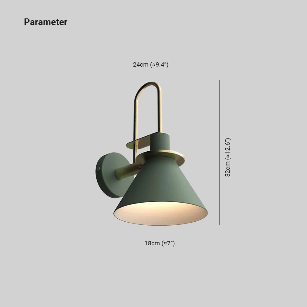 Valentina vintage metalvæglampe med hornform, stue/soveværelse/badeværelse