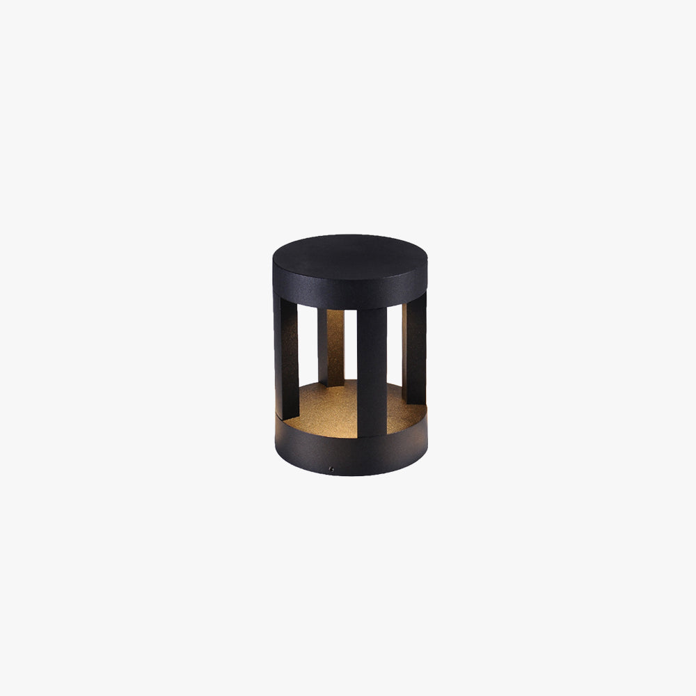 Ray minimalistisk cylindrisk udendørs sti- og bedlampe med hul solcellehus, sort