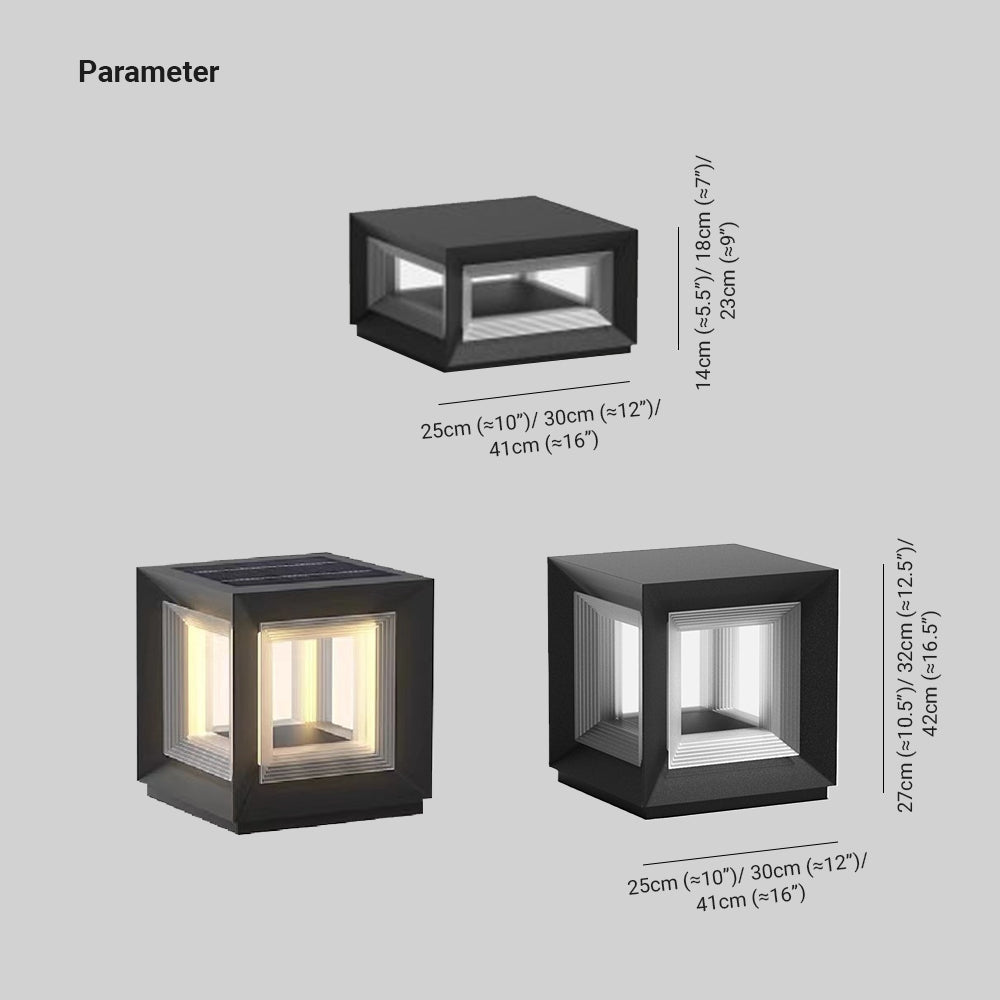 Ray nútímalegir LED-kubbar úr málmi fyrir utandyra, svartir