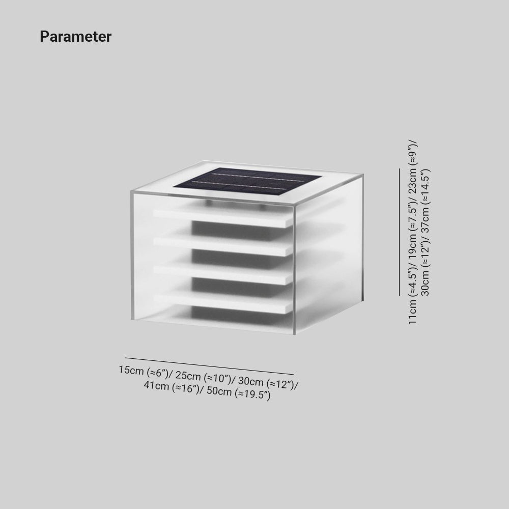 Ray Modern Rectangular Metal Outdoor Solar Lamp, Black