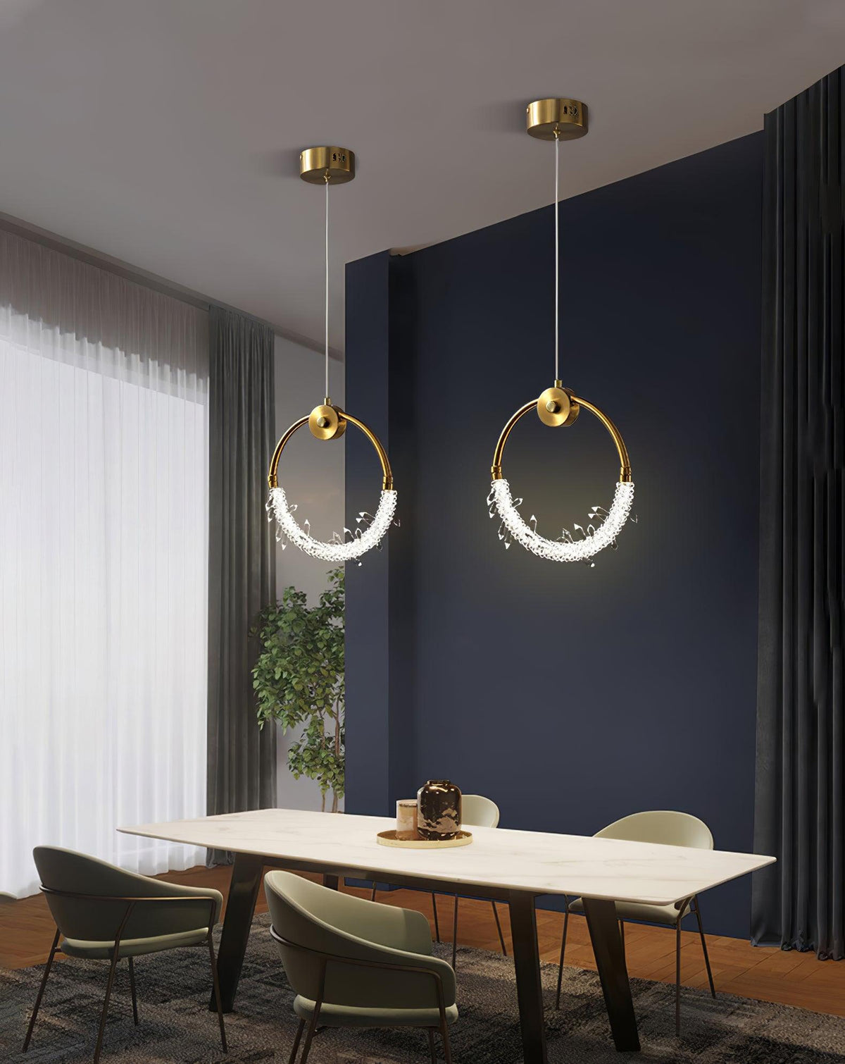Lustre glæsilegt kristalshengiljós