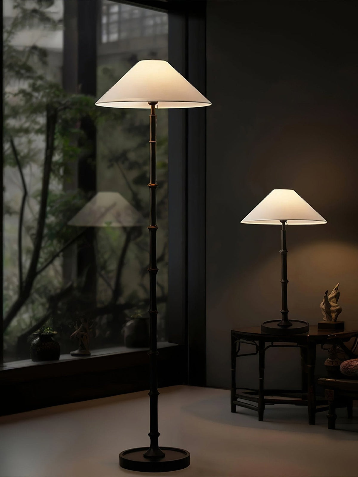 Zen golvlampa med bambuknut