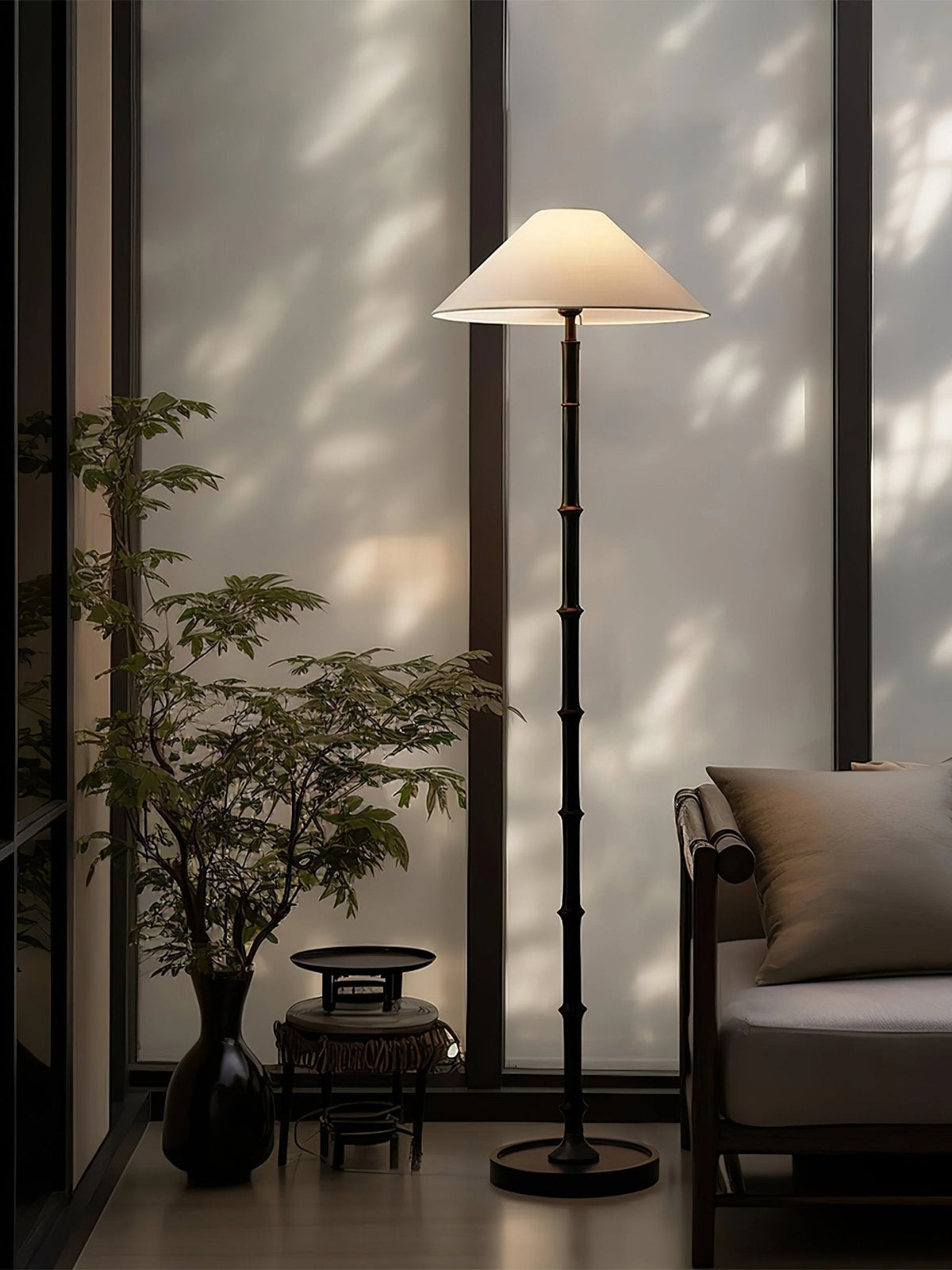 Zen golvlampa med bambuknut