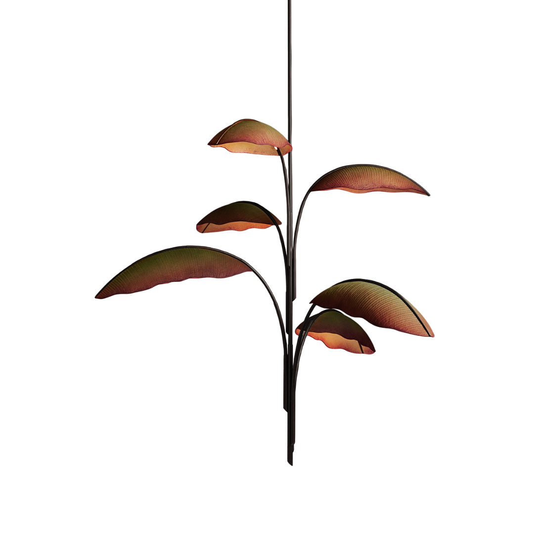 Candelabro moderno minimalista de metal preto com folhas Rauduvyu