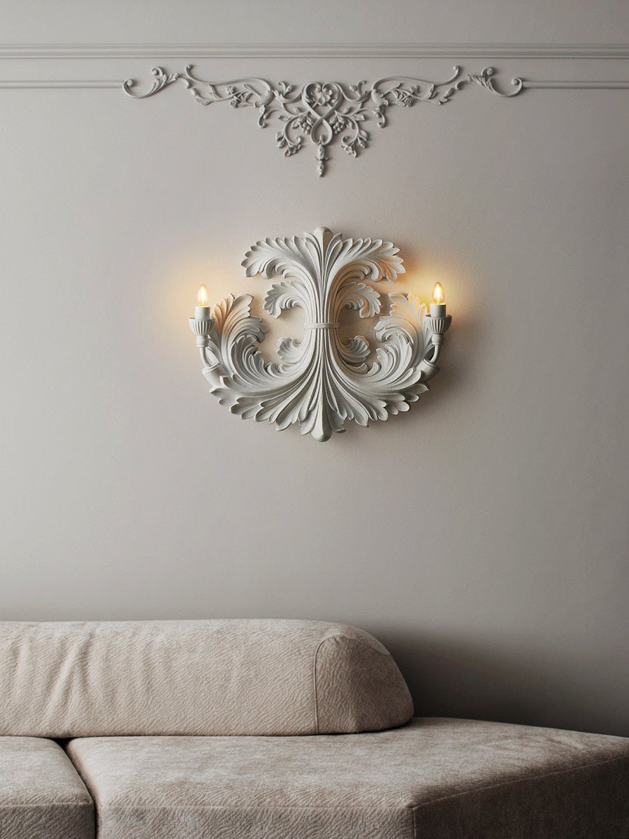 Barock blomformad vägglampa