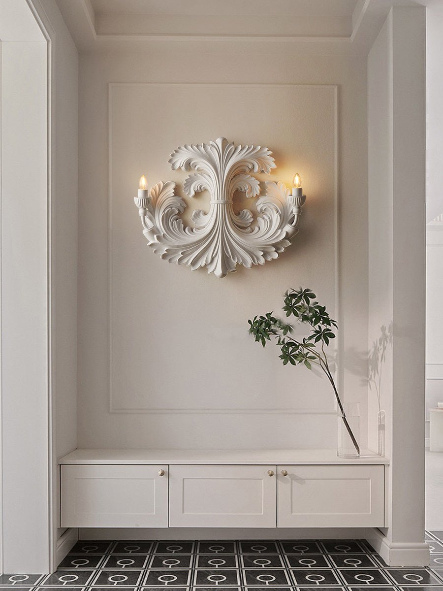 Barock blomformad vägglampa