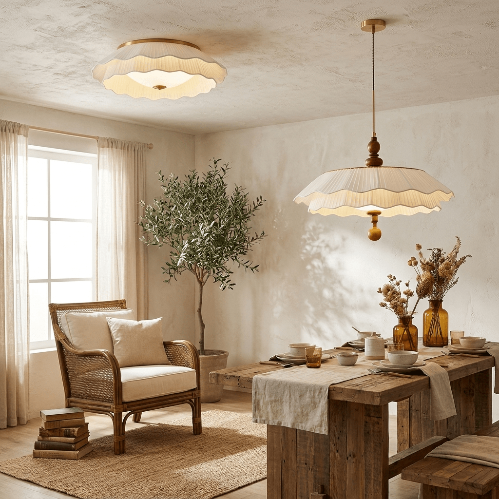Celestian Epoque-plisseret loftlampe