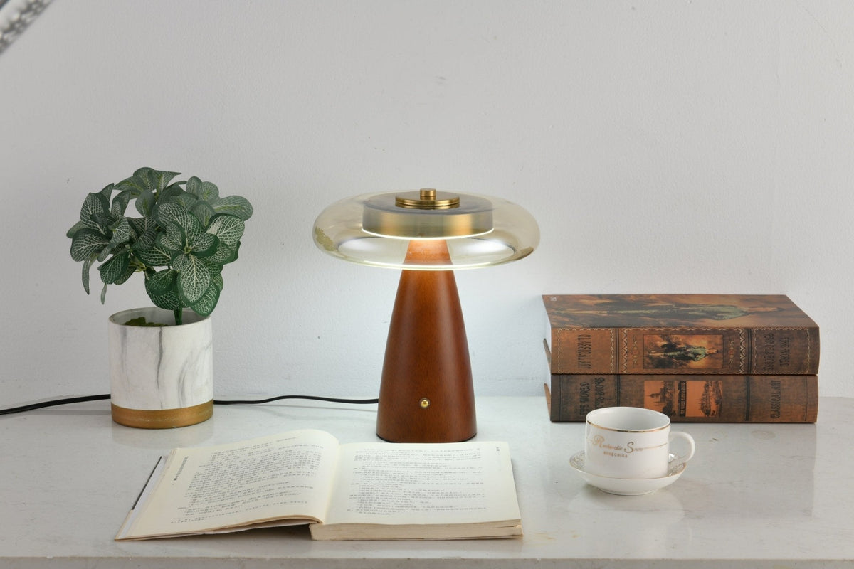 Candeeiro de mesa retro em vidro Mushroom