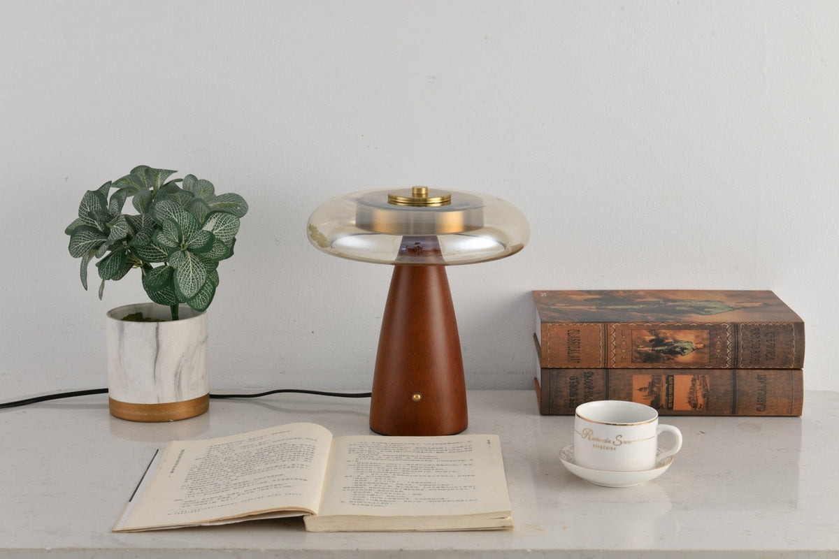 Candeeiro de mesa retro em vidro Mushroom