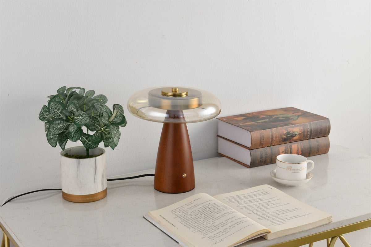 Candeeiro de mesa retro em vidro Mushroom