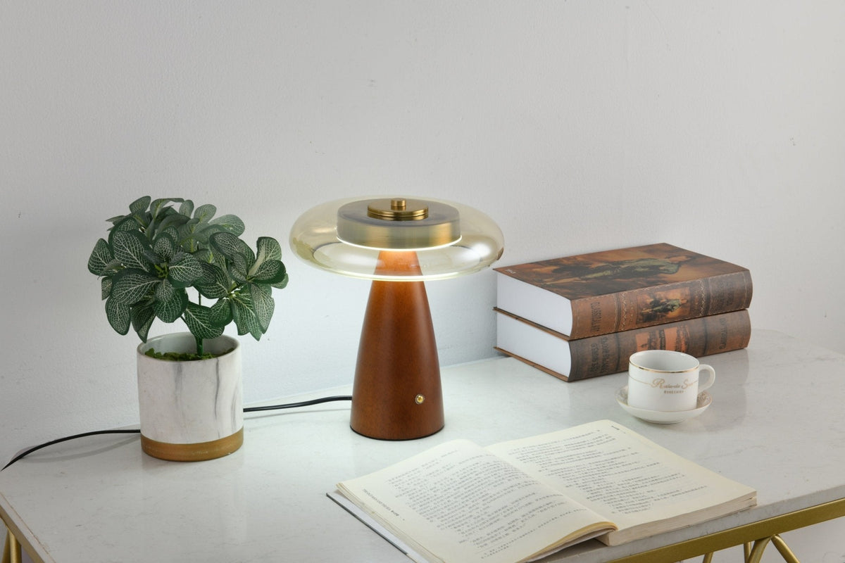 Candeeiro de mesa retro em vidro Mushroom