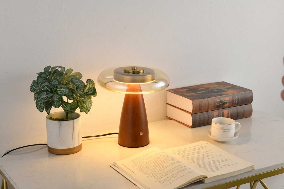 Candeeiro de mesa retro em vidro Mushroom