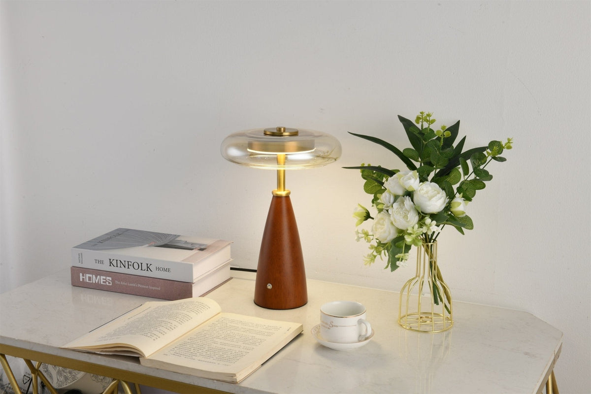 Candeeiro de mesa retro em vidro Mushroom
