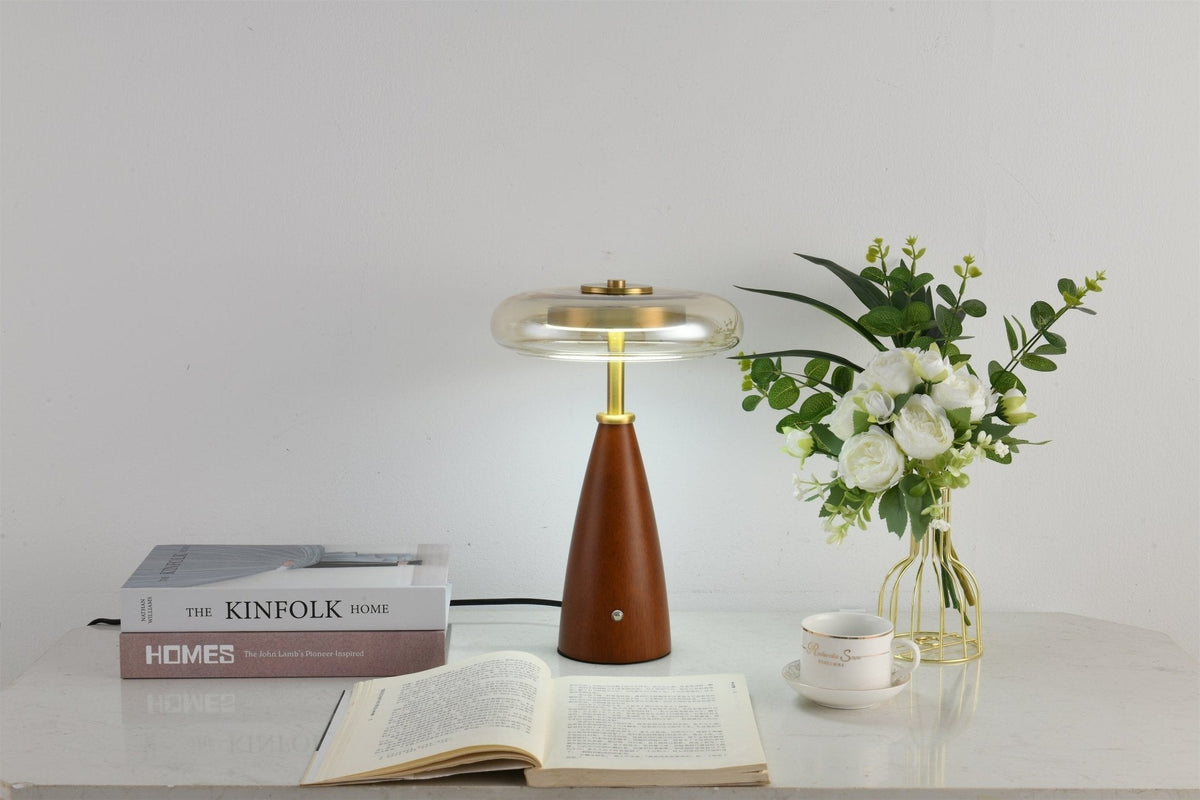 Candeeiro de mesa retro em vidro Mushroom