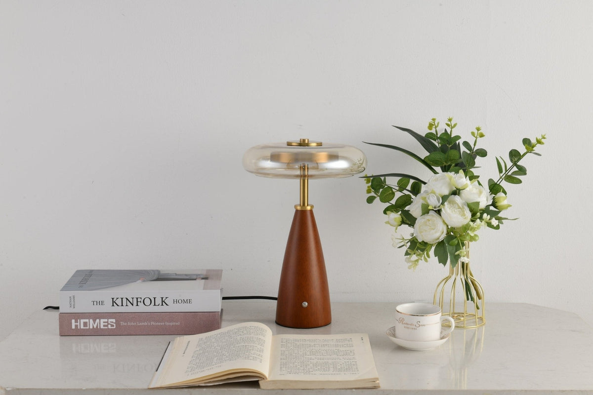 Candeeiro de mesa retro em vidro Mushroom