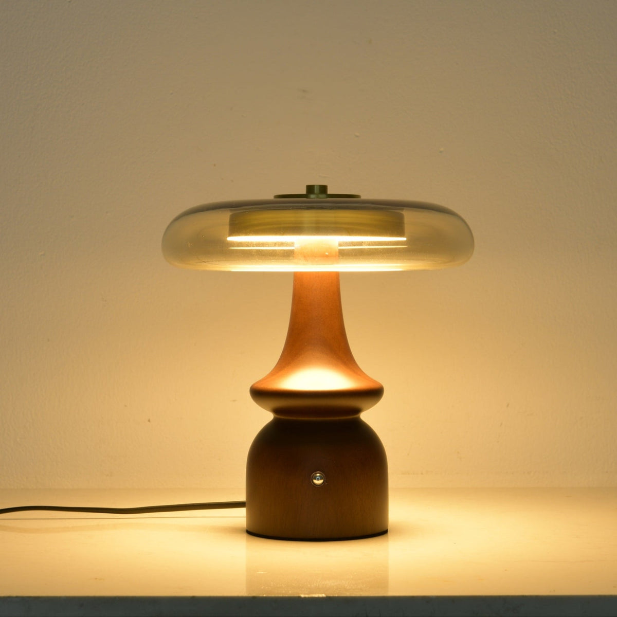 Candeeiro de mesa retro em vidro Mushroom