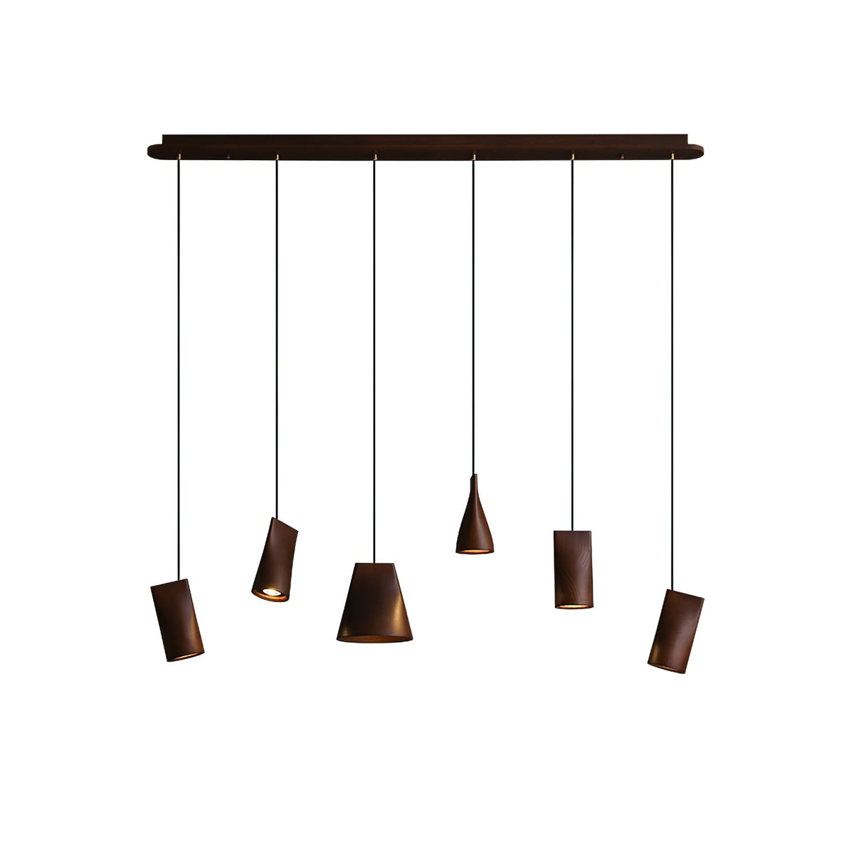 Lustre suspenso assimétrico em madeira Ivarara