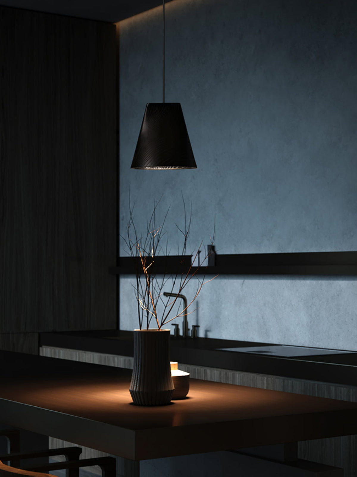 Lustre suspenso assimétrico em madeira Ivarara