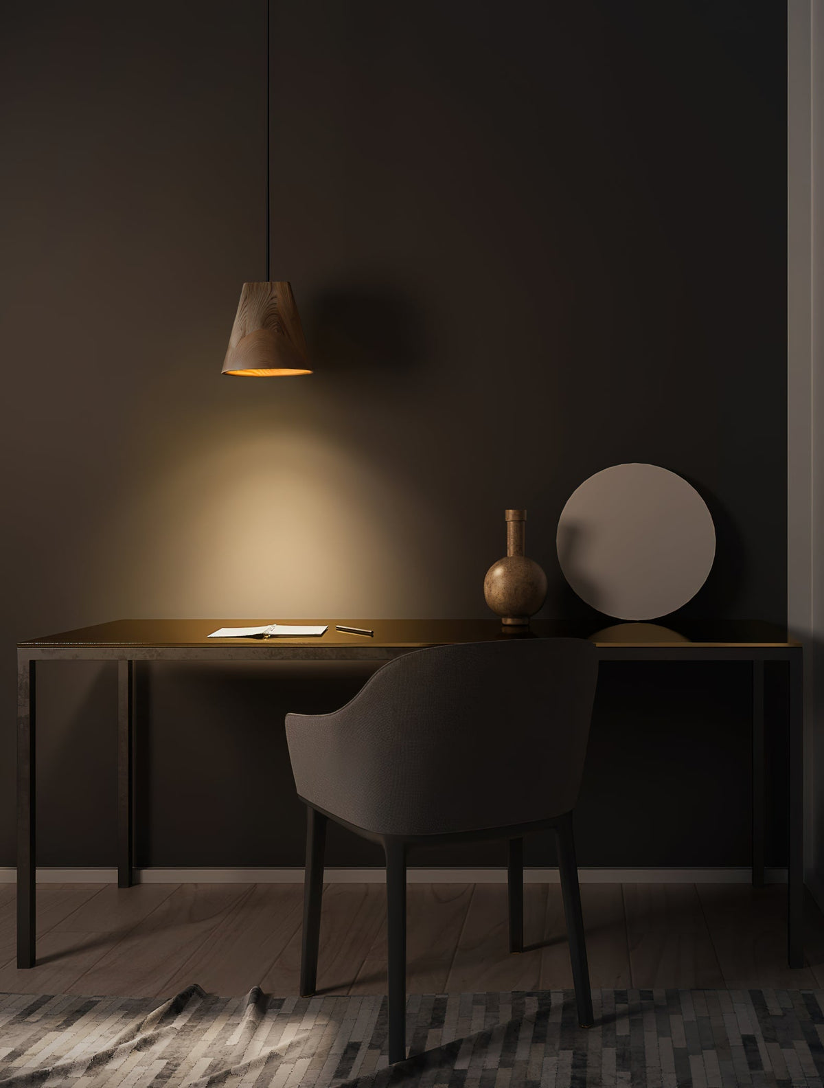 Lustre suspenso assimétrico em madeira Ivarara