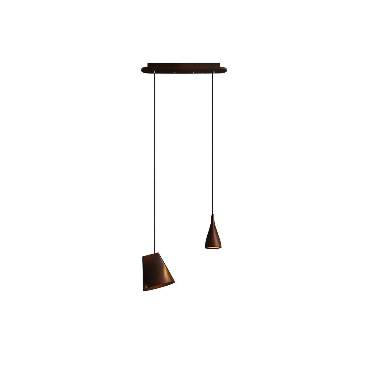 Lustre suspenso assimétrico em madeira Ivarara