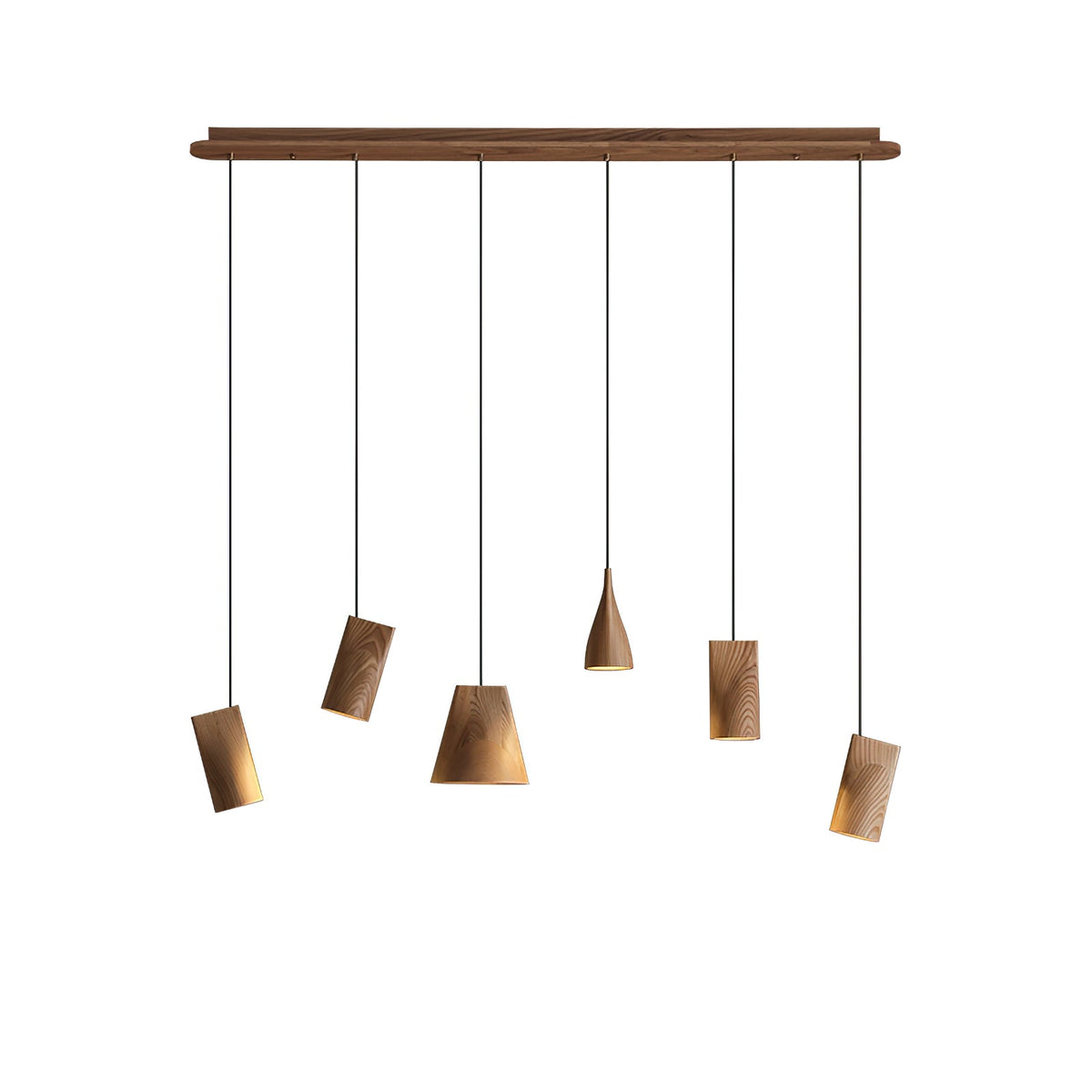 Lustre suspenso assimétrico em madeira Ivarara