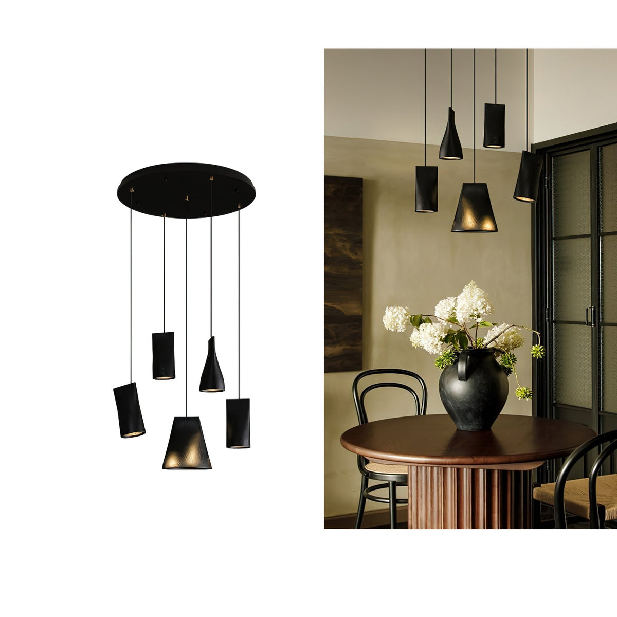 Lustre suspenso assimétrico em madeira Ivarara