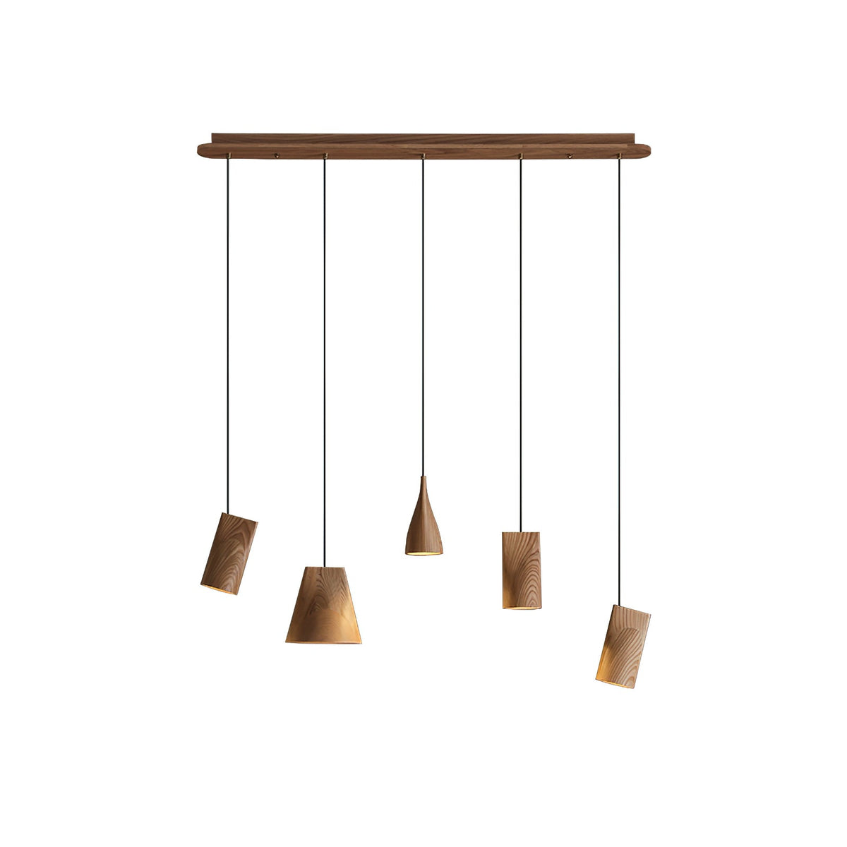 Lustre suspenso assimétrico em madeira Ivarara