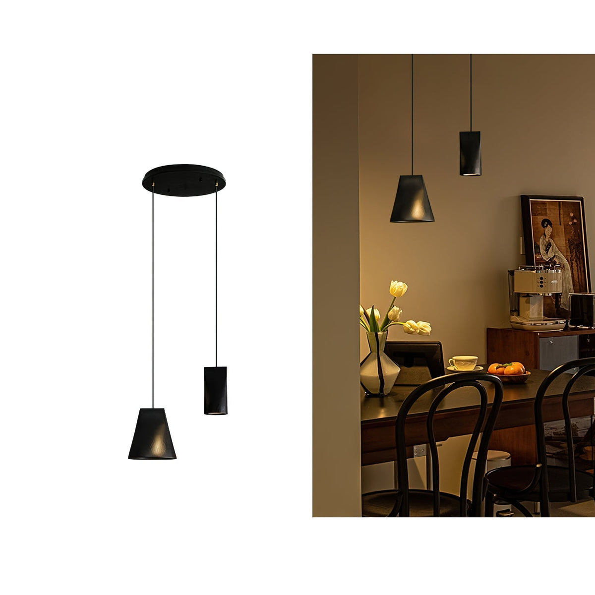 Lustre suspenso assimétrico em madeira Ivarara
