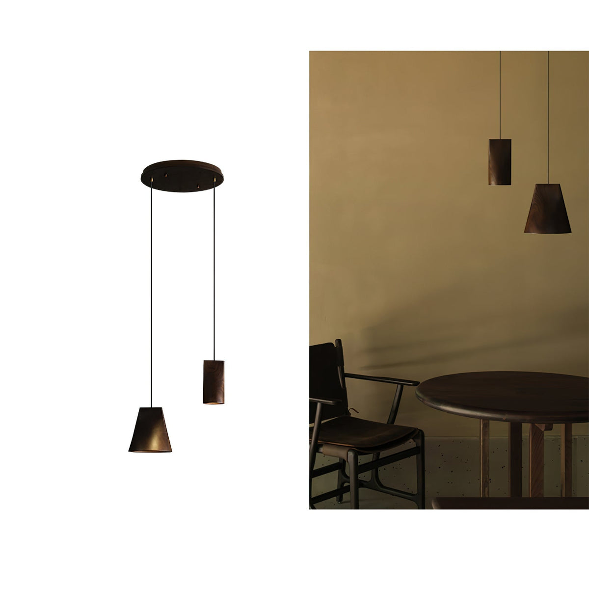 Lustre suspenso assimétrico em madeira Ivarara