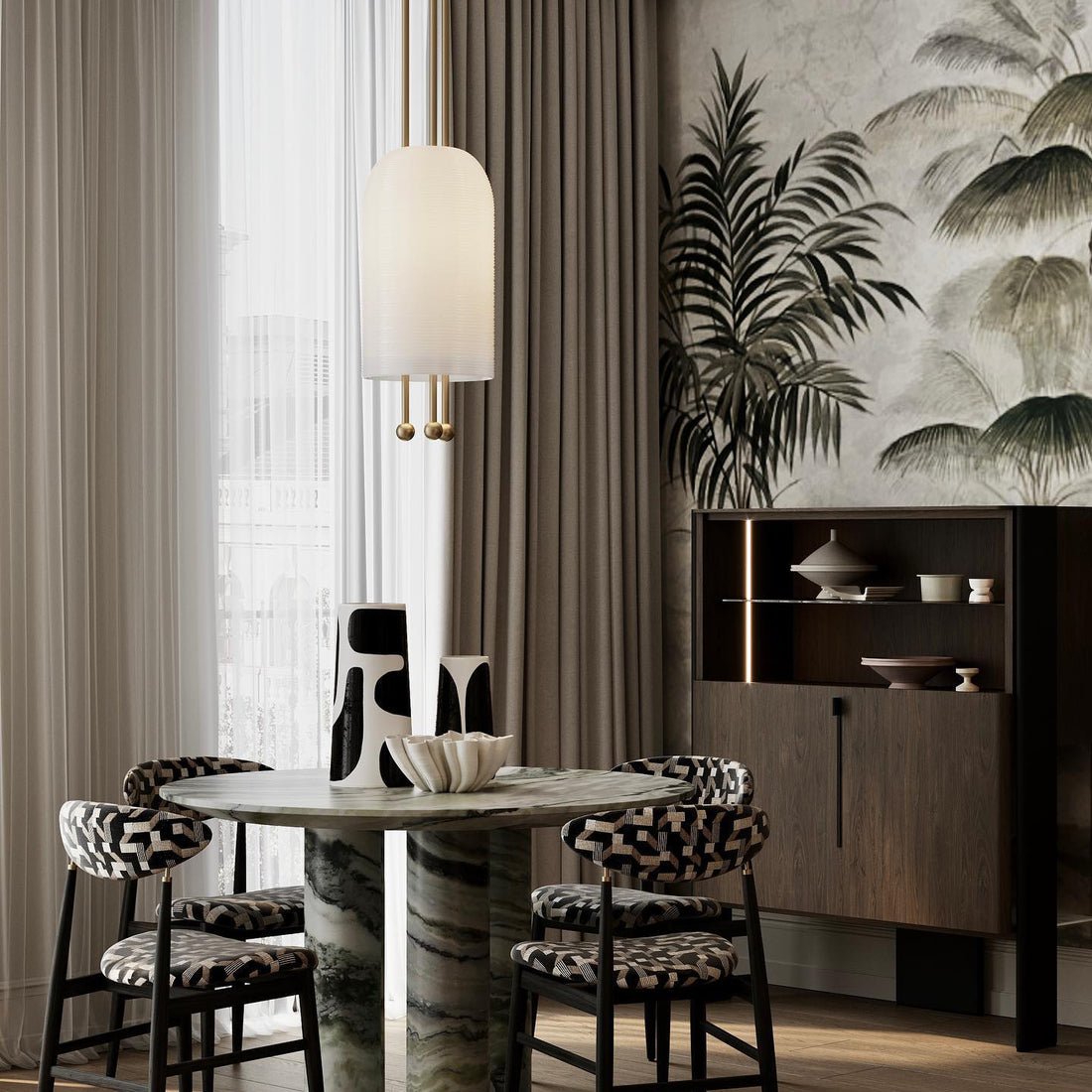 Qir traditionel elegant pendel i glas