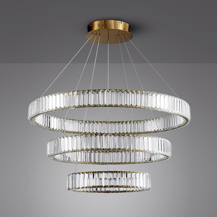 Candelabro de anel de cristal dourado Cyrirelle