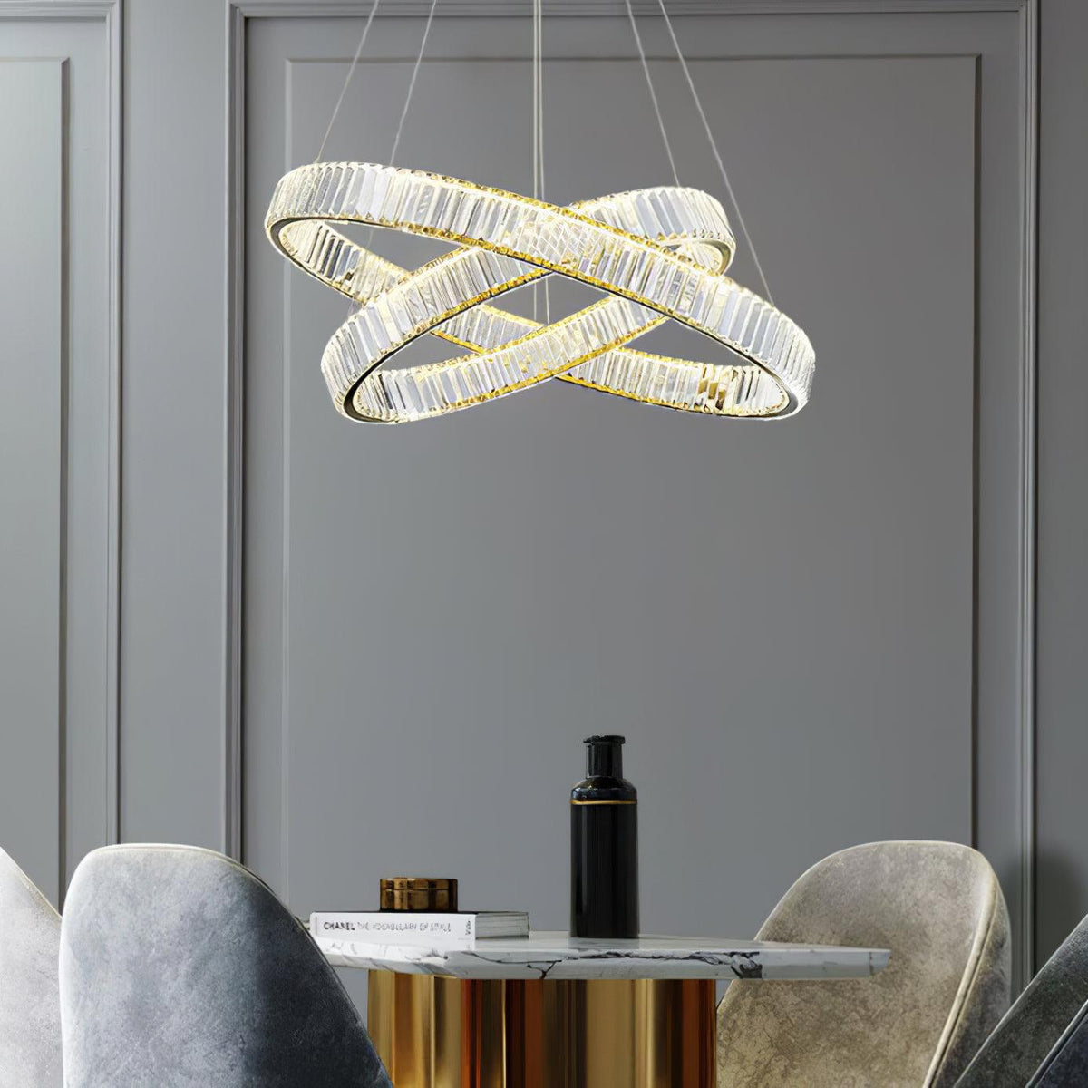 Candelabro de anel de cristal dourado Cyrirelle