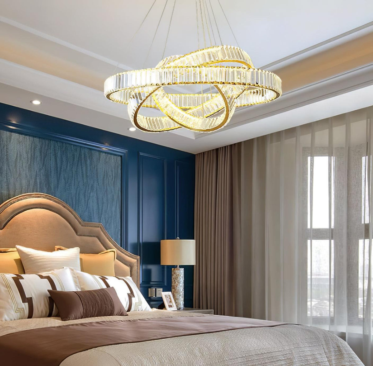 Candelabro de anel de cristal dourado Cyrirelle
