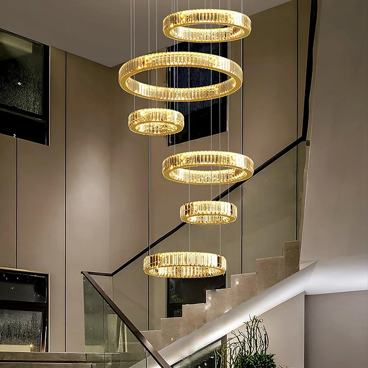 Candelabro de anel de cristal dourado Cyrirelle