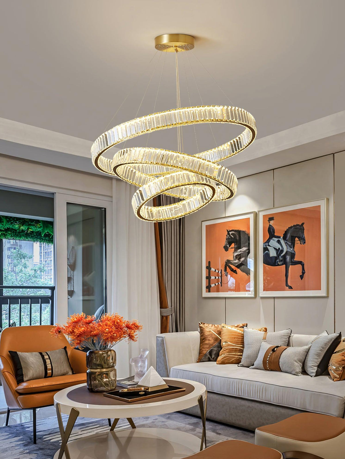 Candelabro de anel de cristal dourado Cyrirelle