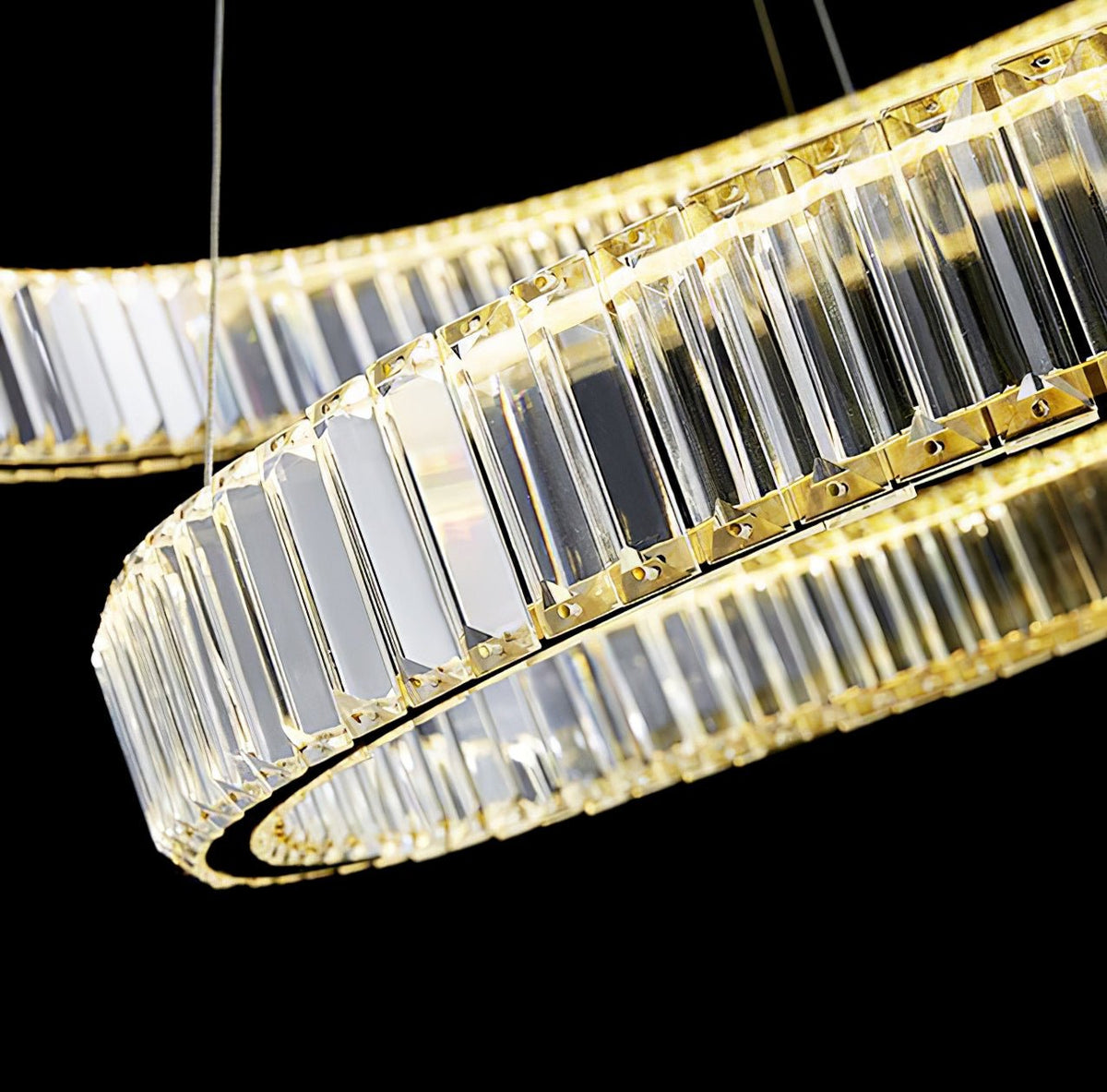 Candelabro de anel de cristal dourado Cyrirelle